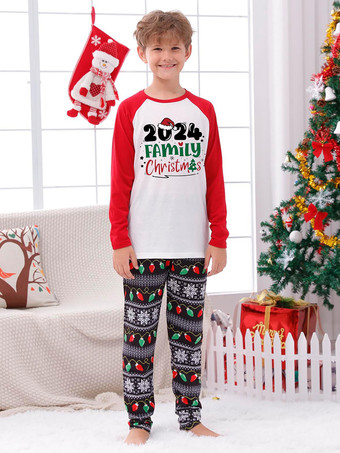 ホワイトクリスマスお揃いファミリーパジャマ 大人用 子供用 クリスマス柄 2点セット