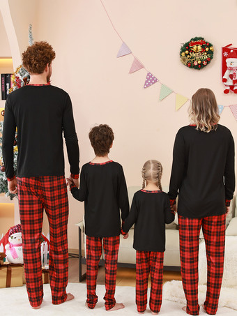 家族で揃うクリスマスパジャマ チェック柄 子供用 クリスマス柄パンツ トップス