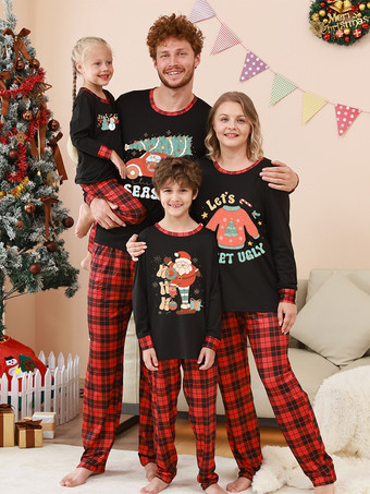 レッド 家族で揃うクリスマスパジャマ チェック柄 子供用 クリスマス柄パンツ トップス