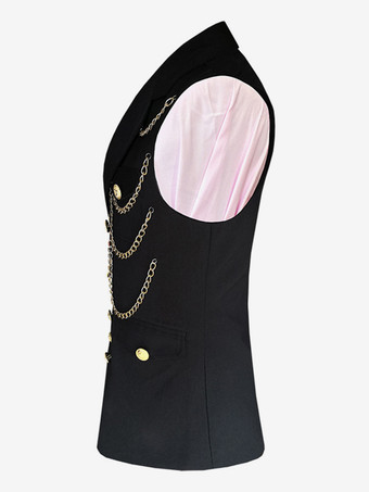 メンズ メタルチェーン装飾スーツベスト パンクロック パフォーマンスステージジャケット