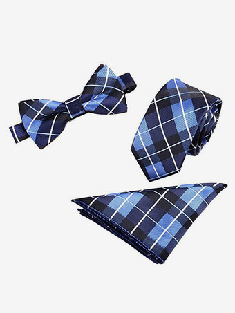 ライトスカイブルー6cm メンズ 3点セット ポケット付きスカーフ、ネクタイ、蝶ネクタイ付き