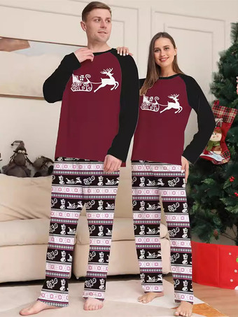 Burgundy Matching Family Christmas Pajamas Baby's Kid's Christmas Pattern Top Pants