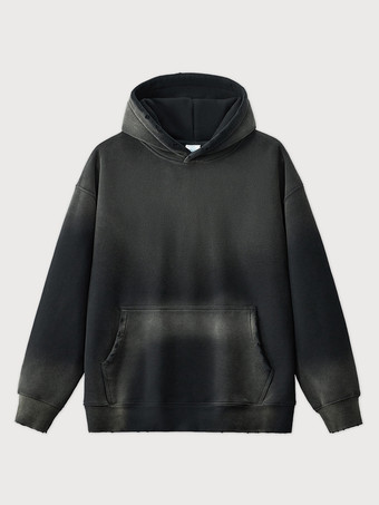 メンズ フリース ウォッシュド スウェットシャツ 男性用 ダメージ加工 フード付き スウェットシャツ