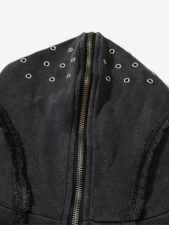 メンズ トレンディ アメリカン ウォッシュド ジッパー シャーク マスク フード付き カーディガン スウェットシャツ ルーズ ジャケット