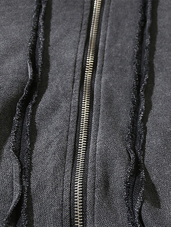 メンズ トレンディ アメリカン ウォッシュド ジッパー シャーク マスク フード付き カーディガン スウェットシャツ ルーズ ジャケット