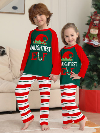Passender Weihnachtspyjama Familienmütze Streifen Rot Grün Familienpyjama