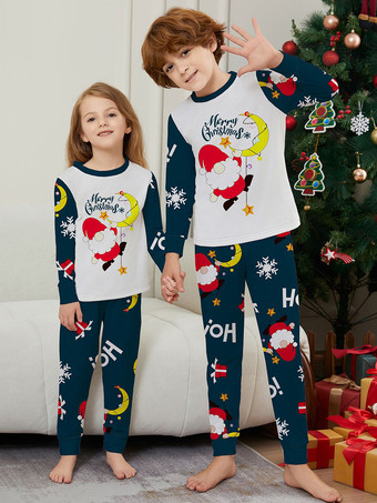 家族で揃うクリスマスパジャマ 子供用 カップル用 ポリエステル クリスマス柄 トップパンツ