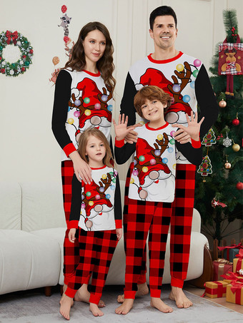 ホワイト 家族で揃うクリスマスパジャマ サンタクロースファミリーパジャマ