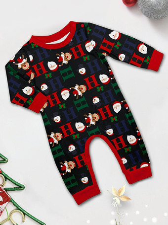 クリスマスお揃いファミリーパジャマ 大人用 ベビー用 ポリエステル クリスマス柄パンツ トップ