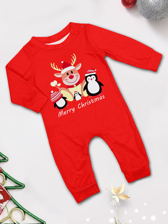 赤いお揃いのファミリークリスマスパジャマ 大人用 子供用 クリスマス柄トップパンツ