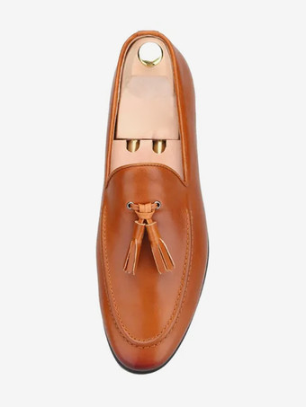 メンズ ローファー スリッポン アートワーク ラウンドトゥ タッセル プロム ウェディングシューズ