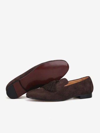 メンズ タッセルローファー ペニーシューズ スエード スリッポン アートワーク ラウンドトゥ プロム ラグジュアリー ウェディングシューズ