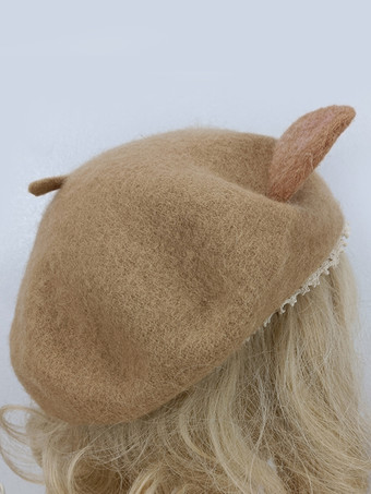 ロココ風ロリータ帽子 ライトブラウン フリル アクセサリー ポリエステル ロリータ アクセサリー