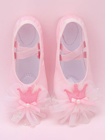 ピンクバレエダンスシューズ レディース パープル ラウンドトゥ フラワー ダンスシューズ
