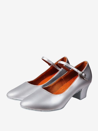 argent Chaussures de danse latine Chaussures de danse de salon à bout rond dorées