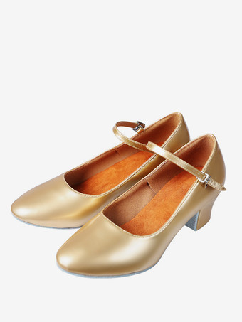 or Chaussures de danse latine Chaussures de danse de salon à bout rond dorées