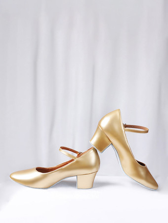 Chaussures de danse latine Chaussures de danse de salon à bout rond dorées