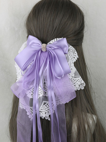 パープル スイートロリータアクセサリー 紫のリボン フリル 帽子 その他