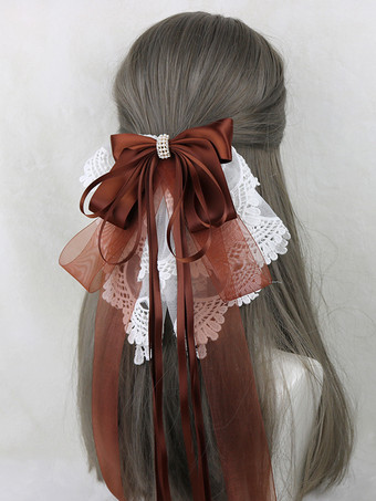 ブラウン スイートロリータアクセサリー 紫のリボン フリル 帽子 その他