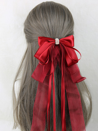 ワインレッド スイートロリータアクセサリー ピンクのリボン 帽子 その他