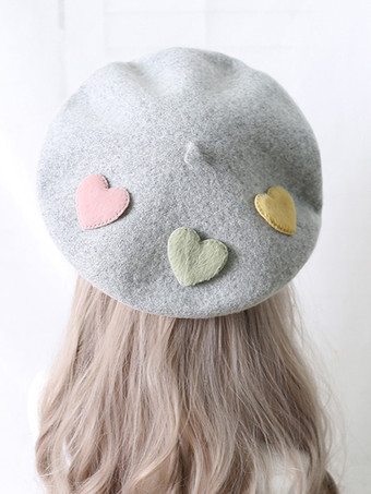 グレイスイートロリータ帽子アプリコットアクセサリーハート柄ポリエステルロリータアクセサリー