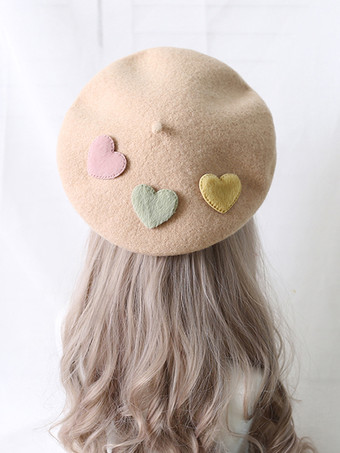 アプリコットスイートロリータ帽子アプリコットアクセサリーハート柄ポリエステルロリータアクセサリー