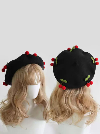 ブラック スイートロリータ帽子赤アクセサリーポリエステルロリータアクセサリー