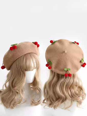 ラクダ色 スイートロリータ帽子赤アクセサリーポリエステルロリータアクセサリー