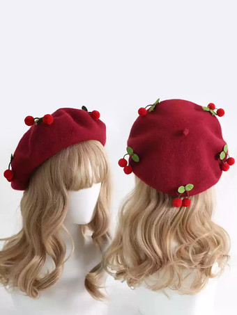 ワインレッド スイートロリータ帽子赤アクセサリーポリエステルロリータアクセサリー