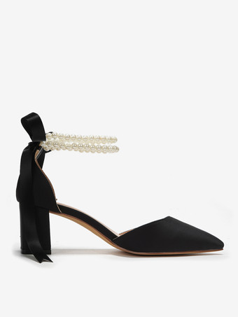 ウェディングシューズ ブライダルパンプス サテン ポインテッドトゥ