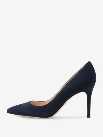 ディープブルーレディース ハイヒール スティレットヒール パテント PU アッパー パンプス