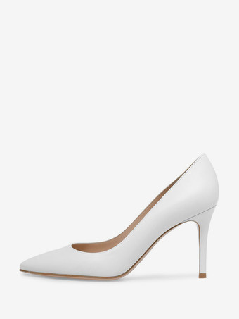ホワイト レディース ハイヒール スティレットヒール パテント PU アッパー パンプス