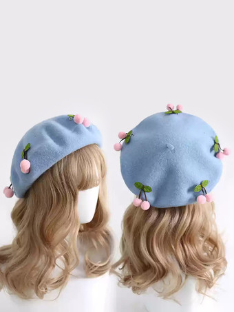 ライトスカイブルースイートロリータ帽子赤アクセサリーポリエステルロリータアクセサリー