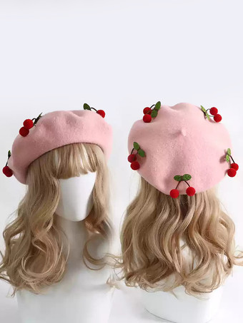 ピンクスイートロリータ帽子赤アクセサリーポリエステルロリータアクセサリー