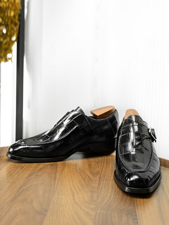 牛革メンズローファーシューズモンクストラッププロムウェディングシューズ