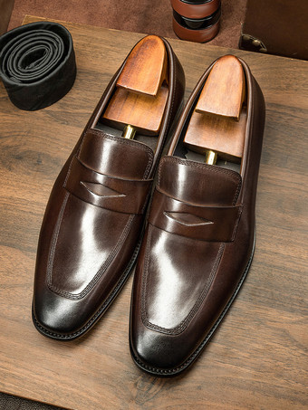 メンズ 牛革 ペニーローファー スリッポン プロム ウェディングシューズ