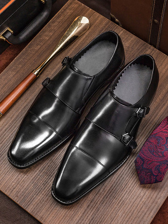 メンズ モンクストラップ 牛革 ローファー プロム ウェディング シューズ