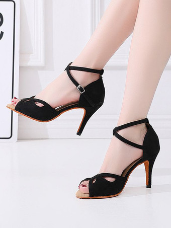 ラテンダンスシューズ ブラック ラウンドトゥ 社交ダンスシューズ