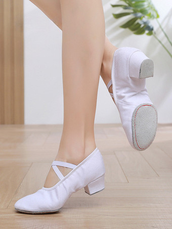 ホワイト ラテンダンスシューズ ピンク ラウンドトゥ 社交ダンスシューズ