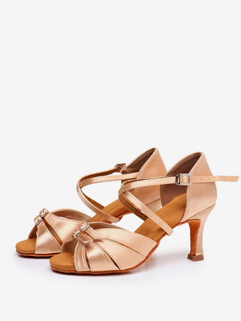 ライト アプリコットラテンダンスシューズ ポリエステル ライトアプリコット ラウンドトゥ ダンスシューズ