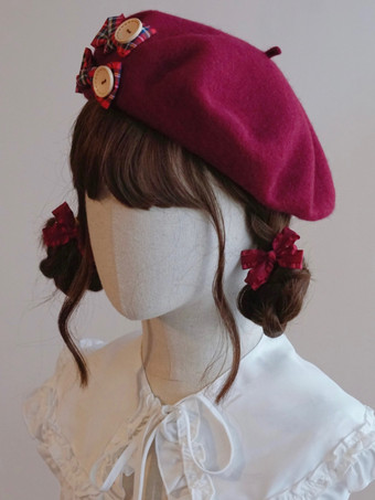 スイートロリータ帽子アクセサリーチェック柄ポリエステルグレーロリータアクセサリー