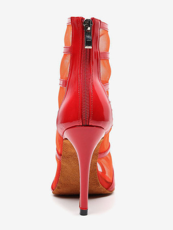 ラテンダンスシューズ レッド ピープトゥ ラインストーン 社交ダンスシューズ