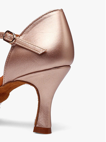 ラテンダンスシューズ PUレザー ヌード ラウンドトゥ ダンスシューズ