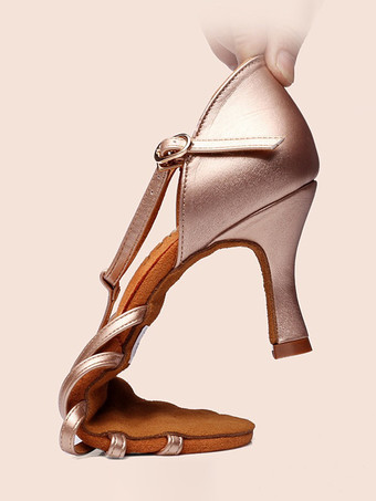 ラテンダンスシューズ PUレザー ヌード ラウンドトゥ ダンスシューズ