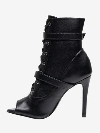 Chaussures de danse latine noires à bout ouvert et boucle