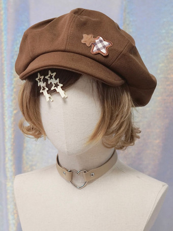 Sweet Lolita Hat Accessory Plaid Polyester Coffee Brown Lolita Accessories