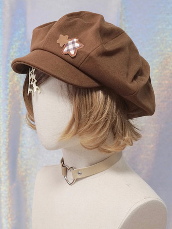Sweet Lolita Hat Accessory Plaid Polyester Coffee Brown Lolita Accessories