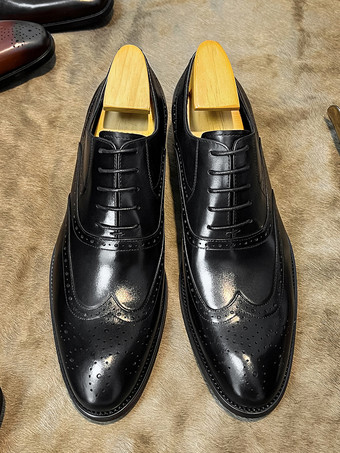 男性用ドレスシューズ ファッション スクエアトゥ 牛革 オックスフォード プロム ウェディングシューズ