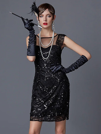 ブラック レトロコスチューム フラッパードレスセット ヴィンテージ衣類