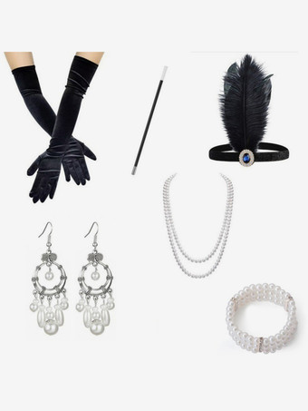 Conjunto de 6 cadenas de perlas para decoración de fiestas de los años 20 accesorio para disfraz de flapper